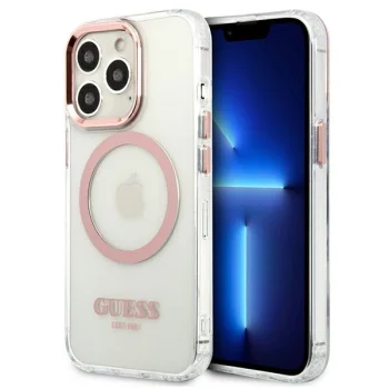 Apple iPhone 13 Pro 6.1'' Guess Metal Outline Magsafe Case Cover, Pink | Чехол Кейс Бампер...
