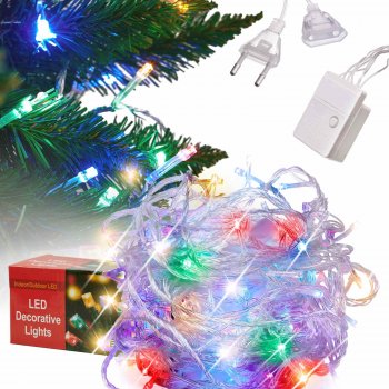 Ziemassvētku Virtene 100 LED Lampiņas, 10m, Krāsainas | RGB Christmas Lights