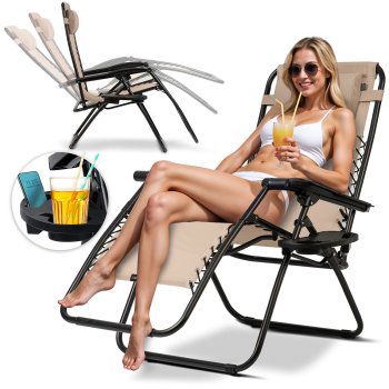 Sofotel Chillwell Folding Garden Lounger with Cushion, Beige