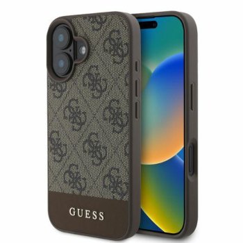 Чехол Guess 4G Bottom Stripe для iPhone 16 - Коричневый