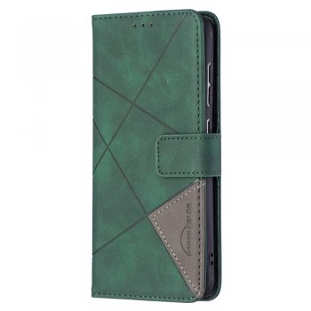 Samsung Galaxy S21 FE 5G (SM-G990B/DS) Geometric Pattern Leather Wallet Case Cover, Green | Telefona Vāciņš Maciņš...