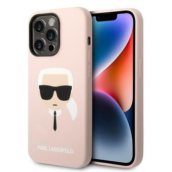 Karl Lagerfeld Silicone Karl's Head iPhone 14 Pro MagSafe Case, Light Pink