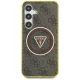 Чехол Guess 4G Glitter Triangle Buttons MagSafe для Samsung Galaxy S25, Коричневый