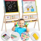 Ricokids Double-Sided Kids Art Easel with Clock and Abacus, Multicolor
