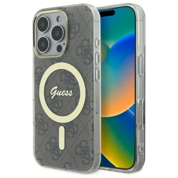 Чехол Guess IML 4G MagSafe для iPhone 16 Pro Max, коричневый