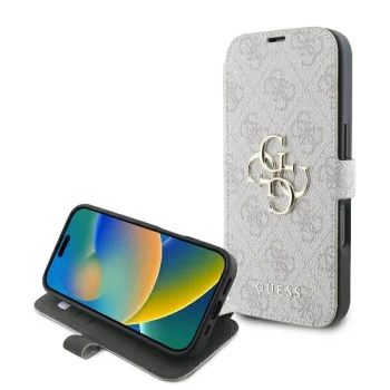 Apple iPhone 16 Pro 6.3" Guess 4G Metal Logo Book Case Cover, Pink | Telefona Vāciņš Maciņš Apvalks Grāmatiņa