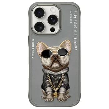 Nimmy iPhone 16 Pro Max vāciņš Glasses Cool Dog, pelēks