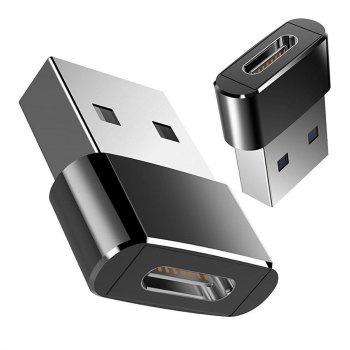 USB-C to USB-A Adapter Female to Male OTG for Data Sync and Charging, Black