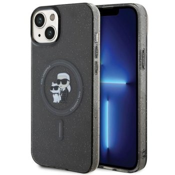 Karl Lagerfeld iPhone 15 Plus vāciņš IML KC Glitter MagSafe, melns
