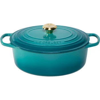 Le Creuset Signature Oval Cast Iron Casserole 31 cm, 6.3 L, Bleu Riviera