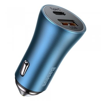Baseus Golden Contactor Pro Quick Car Charger USB Type C / USB 40W PD 3.0 QC 4+, Blue | Automašīnas Telefona Lādētājs