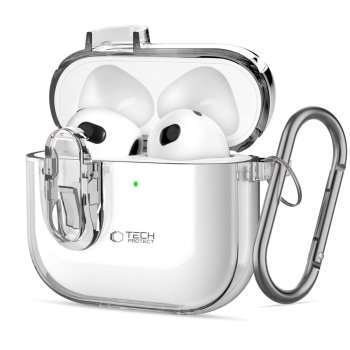 Tech-Protect Slim Hook maciņš AirPods 4 austiņām Caurspīdīgs