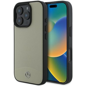 Mercedes MB Teksturēts un gluds ādas MagSafe futrālis iPhone 16 Pro Max - bēšs | Textured and Plain Leather case...