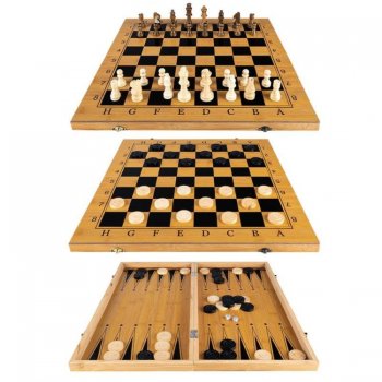 Šahs, Dambrete un Bekgemons (Nardi), Spēļu Komplekts | Chess Checkers and Backgammon Game Set