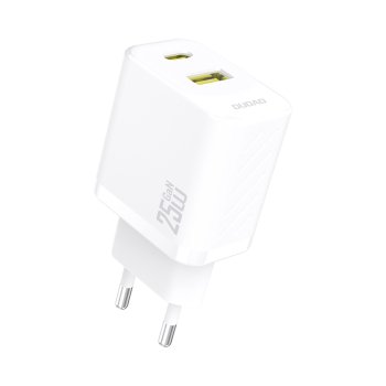 Tīkla lādētājs Dudao A26TEU GaN 25W USB-A un USB-C - Balts