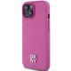 DKNY Leather Pattern Metal Logo MagSafe Case for iPhone 15 / 14 / 13, Pink