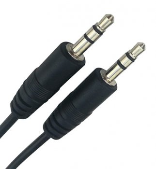 Audio Cable Mini-Jack 3,5mm (Aux to Aux) 1m, Black | Audio Vads Kabelis