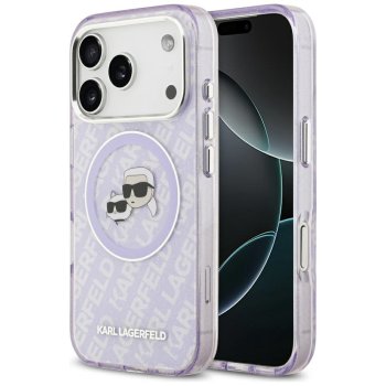Karl Lagerfeld IML Glitter Karl & Choupette Heads Logo MagSafe Phone Case Cover iPhone 17 Pro - Purple