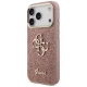 Чехол Guess Fixed Glitter Big 4G с металлической рамкой для iPhone 17 Pro — розовый