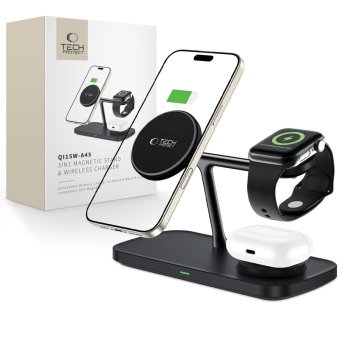 Tech-Protect QI15W-A45 3in1 Wireless Charger with MagSafe, Black