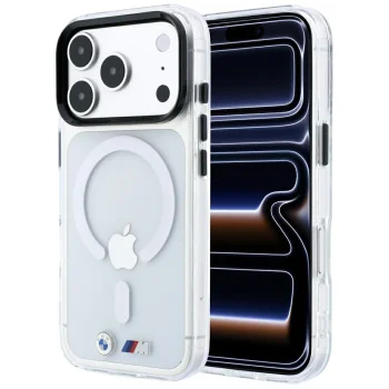 Чехол BMW M IML Glossy Metal Logo & Trims MagSafe для iPhone 17 Pro / 18 Pro, прозрачный