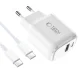 Tech-Protect NCA45W-GAN 45W 2 portu lādētājs ar USB-C kabeli, balts