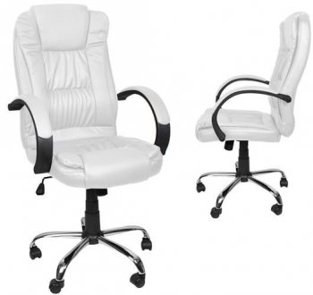 Ādas Ofisa Mājas Istabas Kabineta Biroja Krēsls, Balts | Leather Office Chair, White
