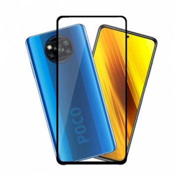 5D aizsargstikls Xiaomi Poco X3 / X3 NFC, melns pilna pārklājuma (Tempered Glass)