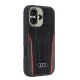 Audi Genuine Leather MagSafe vāciņš iPhone 16, melns/sarkans