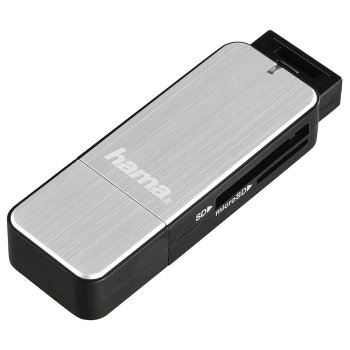 Hama 123900 USB 3.0 Multi Card Reader SD/microSD, Black/Silver