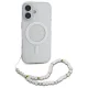 Guess iPhone 16 Plus Case IML Glitter With Pearl Strap MagSafe, Clear