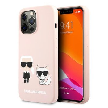Apple iPhone 13 Pro 6.1'' Karl Lagerfeld Silicone Karl & Choupette Case Cover (KLHCP13LSSKCI), Pink