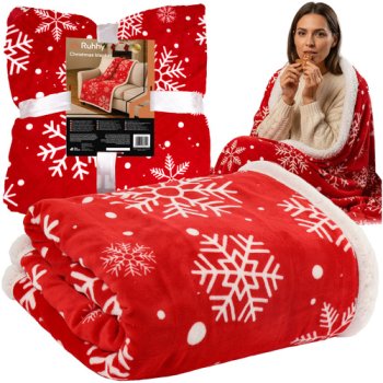 Ruhhy Christmas Flannel Blanket 130x170 cm, White/Red