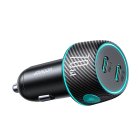 2x USB C 70W auto lādētājs ar LED apgaismojumu Joyroom JR-CCN02 - melns | Phone Car Charger