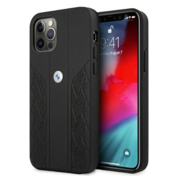 BMW iPhone 12 / 12 Pro Case Leather Curve Perforate, Black
