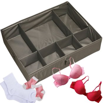 Apģērbu un veļas organizators atvilktnei ar 7 nodalījumiem, 44x34x11 cm, pelēks