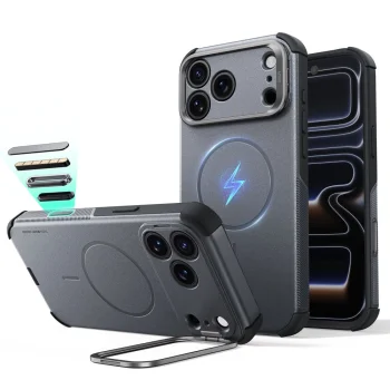 Чехол ESR Cyber Tough Kickstand MagSafe для iPhone 18 Pro / 17 Pro с подставкой, серый