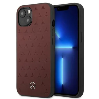 Mercedes iPhone 13 mini vāciņš Leather Stars Pattern, sarkans