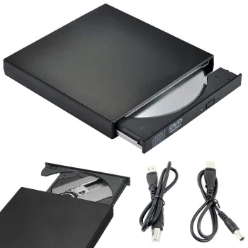 Ārējais USB CD/DVD diskdzinis un rakstītājs, melns