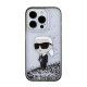 Karl Lagerfeld iPhone 15 Pro vāciņš Liquid Glitter Ikonik, caurspīdīgs