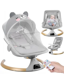 Электрический детский шезлонг-качалка Nicekids с Bluetooth и пультом ДУ