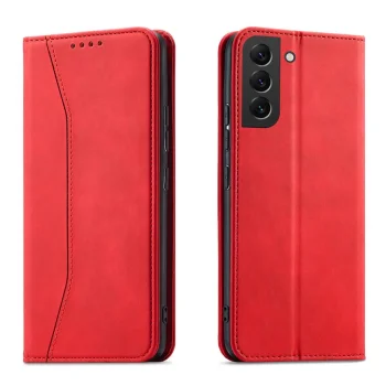 Atverams vāciņš Magnet Fancy Case priekš Samsung Galaxy S23+ ar statīvu un maku, sarkans