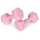 ModernHome sešstūra hanteles komplekts 2×1 kg fitnesam, rozā