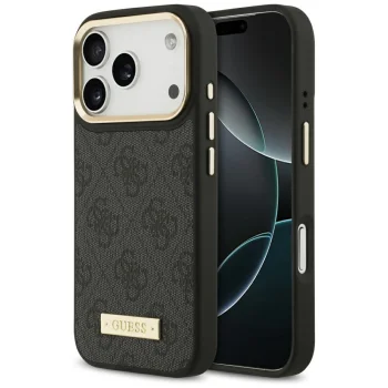Чехол Guess 4G Logo Plate MagSafe для Apple iPhone 17 Pro, Черный