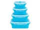Collapsible Silicone Food Containers, 4 Pcs, Lunch Boxes, Blue