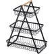 3-Tier Metal Fruit and Vegetable Basket DA78A, Black