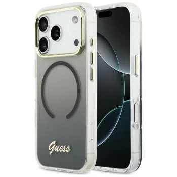 Чехол Guess IML Gradient Script MagSafe для iPhone 17 Pro, Черный