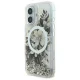 Guess iPhone 16 Case Liquid Glitter Flower MagSafe, Beige