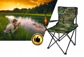 Saliekams makšķernieku tūrisma piknika krēsls, Kamuflāža | Tourism Camping Folding Chair Armchair