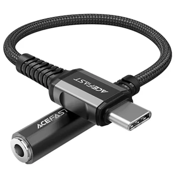 Audio pāreja Acefast C1-07 USB-C uz 3.5 mm ligzdu, 18 cm, DAC, melna